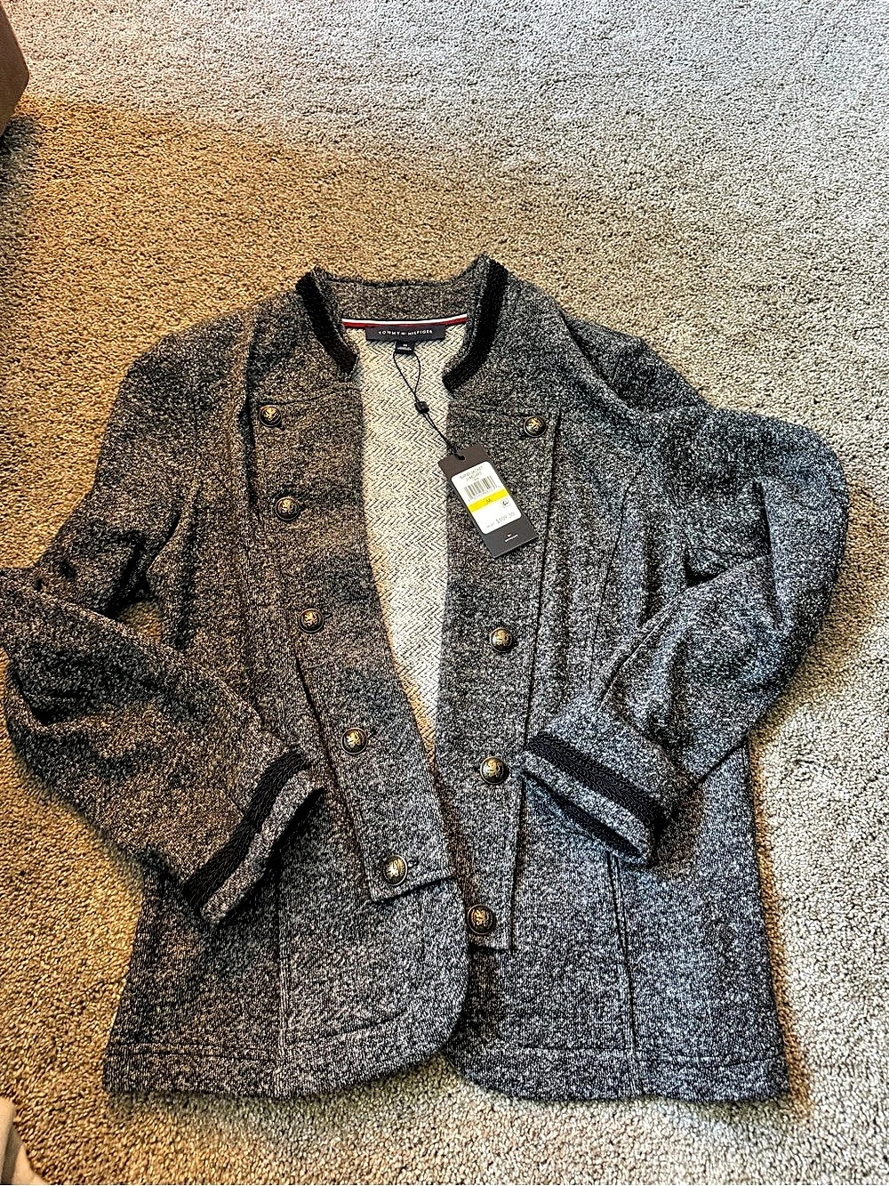 Tommy Hilfiger Band Jacket Textured in Gray Size Medium NWT